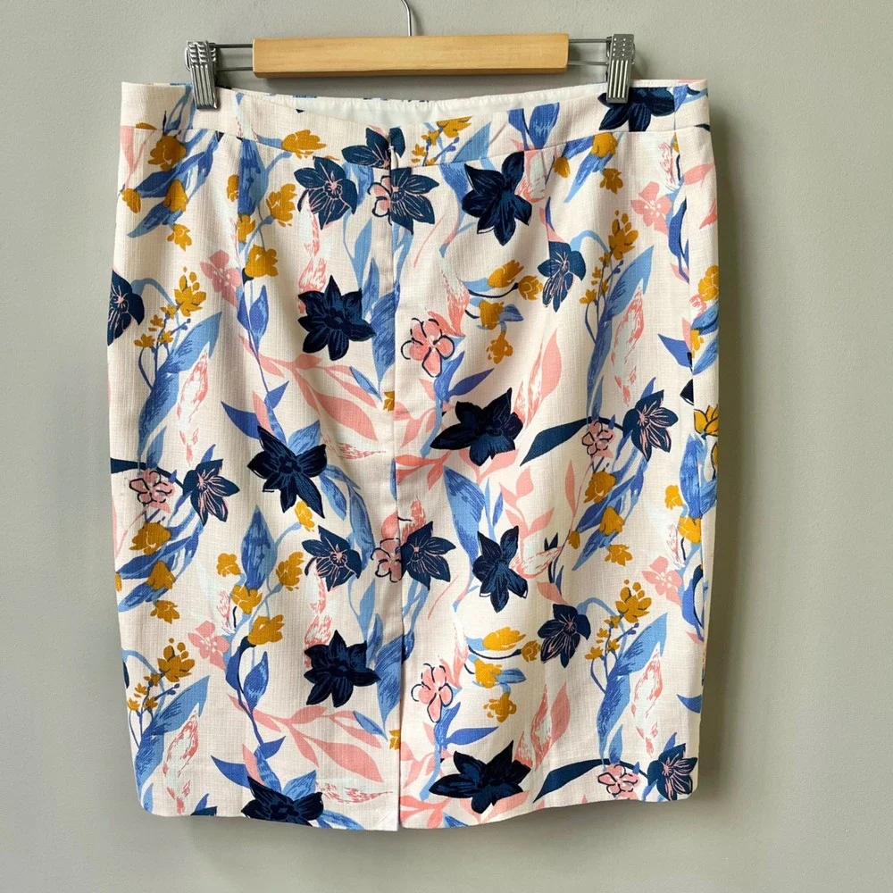 J. Crew Factory Skirt Women's 14 New NWT Pink Floral Office Feminine Preppy